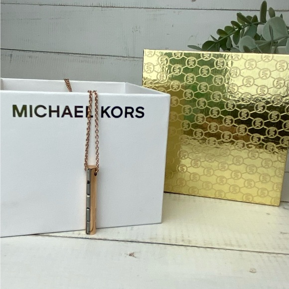 Michael Kors Jewelry - Michael Kors Black Tie Affair Rose Gold Pendant Necklace NWT
